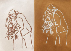 Custom Embroidered Portrait from Photo Sweatshirt,Outline Photo Sweatshirt,Family One Line Drawing Gift,Couple Hoodie,Anniversary Gift