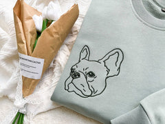Custom Embroidered Pet Portrait Sweatshirt: Personalized Dog/Cat Photo Gift