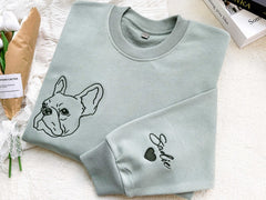 Custom Embroidered Pet Portrait Sweatshirt: Personalized Dog/Cat Photo Gift