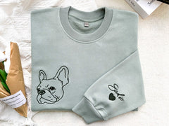 Custom Embroidered Pet Portrait Sweatshirt: Personalized Dog/Cat Photo Gift
