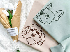 Custom Embroidered Pet Portrait Sweatshirt: Personalized Dog/Cat Photo Gift