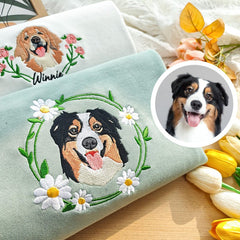 Custom Dog Embroidered Sweatshirt,Custom Pet Embroidered Sweatshirt,Personalized with Your Pet's Photo,Personalized Gift For Her