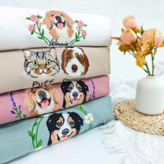 Custom Dog Embroidered Sweatshirt,Custom Pet Embroidered Sweatshirt,Personalized with Your Pet's Photo,Personalized Gift For Her