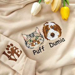 Custom Dog Embroidered Sweatshirt,Custom Pet Embroidered Sweatshirt,Personalized with Your Pet's Photo,Personalized Gift For Her