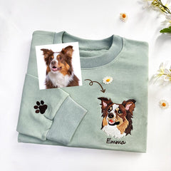 Custom Dog Face Embroidered Sweatshirt, Dog Photo Embroidered Hoodie,Dog Lovers Sweatshirt, Gift for Pet Lovers, Pet Embroidery Sweater