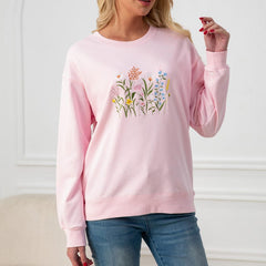 Wildflower Botany Oversized Embroidered Sweatshirt | Dragonfly T-shirt | Floral Embroidered Sweatshirt | Sweater | Crew Neck Sweatshirt