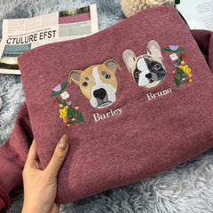 Embroidered Dog Portrait Sweatshirt: Custom Pet Memorial Gift