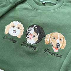 Custom Embroidered Pet Crewneck Sweatshirt,Personalized Pet Face Sweatshirt from Your Photo,Varsity Sweatshirt,Gifts for Dog Lover