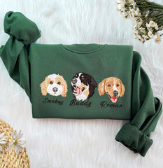Custom Embroidered Pet Crewneck Sweatshirt,Personalized Pet Face Sweatshirt from Your Photo,Varsity Sweatshirt,Gifts for Dog Lover