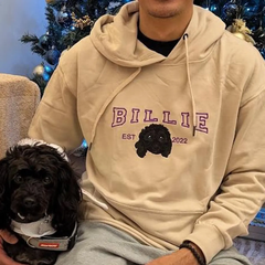 Custom Dog Hoodie Embroidered Dog Name, Personalized Pet Face Sweatshirt from Your Photo, Varsity Sweatshirt,Gifts for Dog Lover