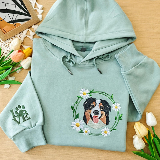 Custom Dog Embroidered Sweatshirt,Custom Pet Embroidered Sweatshirt,Personalized with Your Pet's Photo,Personalized Gift For Her