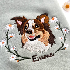 Custom Dog Face Embroidered Sweatshirt, Dog Photo Embroidered Hoodie,Dog Lovers Sweatshirt, Gift for Pet Lovers, Pet Embroidery Sweater