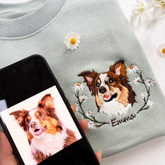 Custom Dog Face Embroidered Sweatshirt, Dog Photo Embroidered Hoodie,Dog Lovers Sweatshirt, Gift for Pet Lovers, Pet Embroidery Sweater